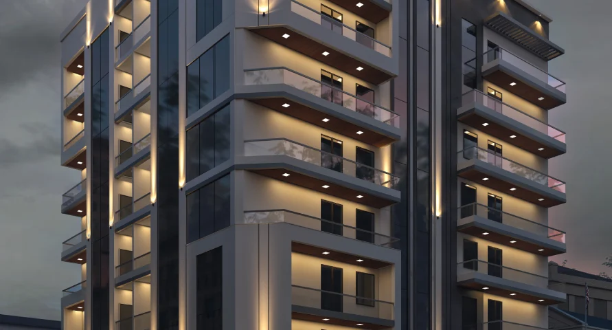 مبنى سكني وتجاري - ليلاً